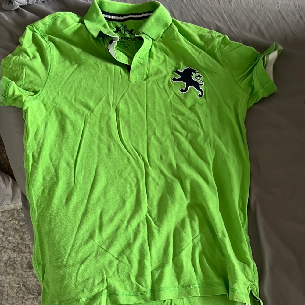 Express Green Polo Shirt Vibrant Cotton Blend